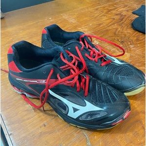 Red and Black Mizuno Volleyball Shoes